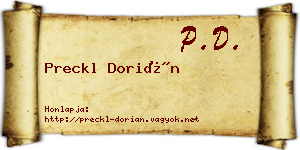 Preckl Dorián névjegykártya
